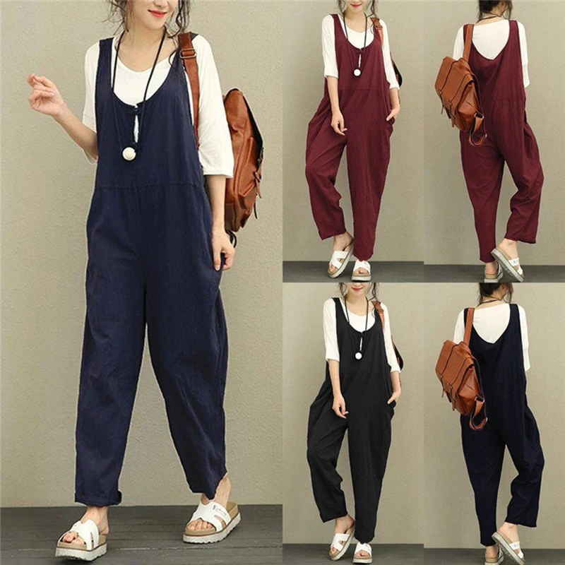 

2021 New Jumpsuits Women Loose Solid Simple Ankle-length Streetwear Chic Womens Trendy Casual Ulzzang Spring Autumn Overall