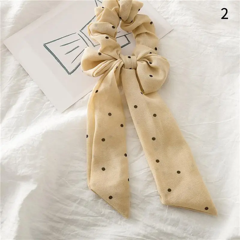 50 Floral Print Elastic Knot Ribbon Scrunchies Women Vintage Big Bow Fabric Hair Ties Girls Satin Hair Accessories Soft Hairbands - Цвет: 50