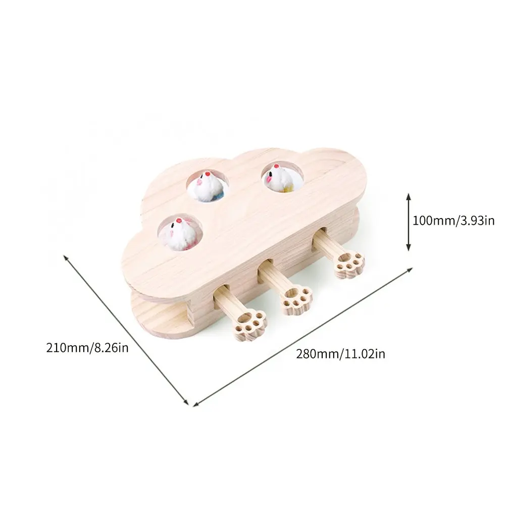 

Funny Wooden Cat Hunt Toy Maze Pet Hit Hamster Catch Bite Interactive Toys With 3/5-holed Mouse Hole Pet Supplies For Cats