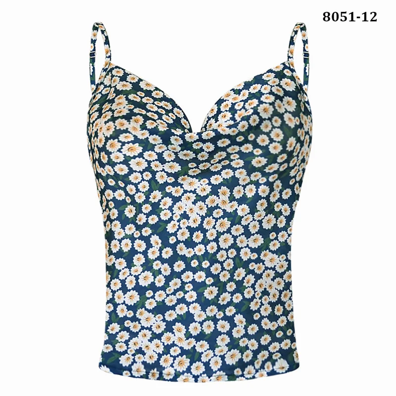 Blue Floral 12 цветов, женские топы пикантный Шелковый Атласный топ, футболки, однотонные, зеленые, белые, с принтом, повседневная майка, большие размеры, повседневные, Клубные, LH-8051 - Цвет: Blue Floral
