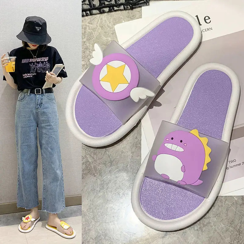 

2021 New Summer Fashion House Slippers Anime Shoes Soft Bottom Bathroom Non-slip Slippers Women Slides Indoor Leisure Sandals