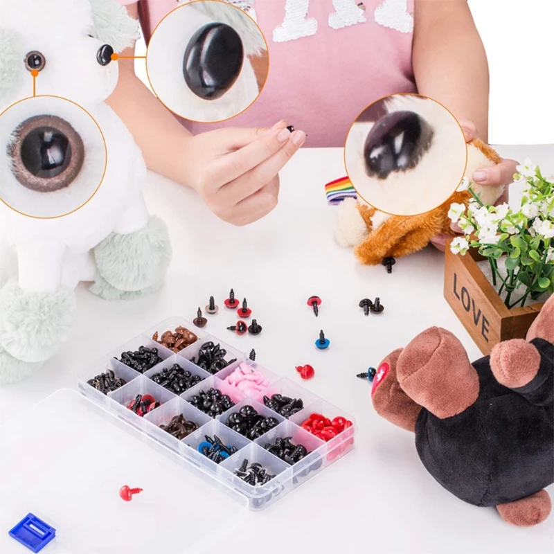 

752 Safety Eyes and Noses with Washers, Colorful Plastic Safety Eyes and Noses In Various Sizes for Dolls, Stuffed Animals D7WF