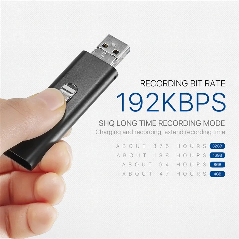 USB-диктофон 192 кбит/с Мини-Цифровой диктофон с голосовой активацией