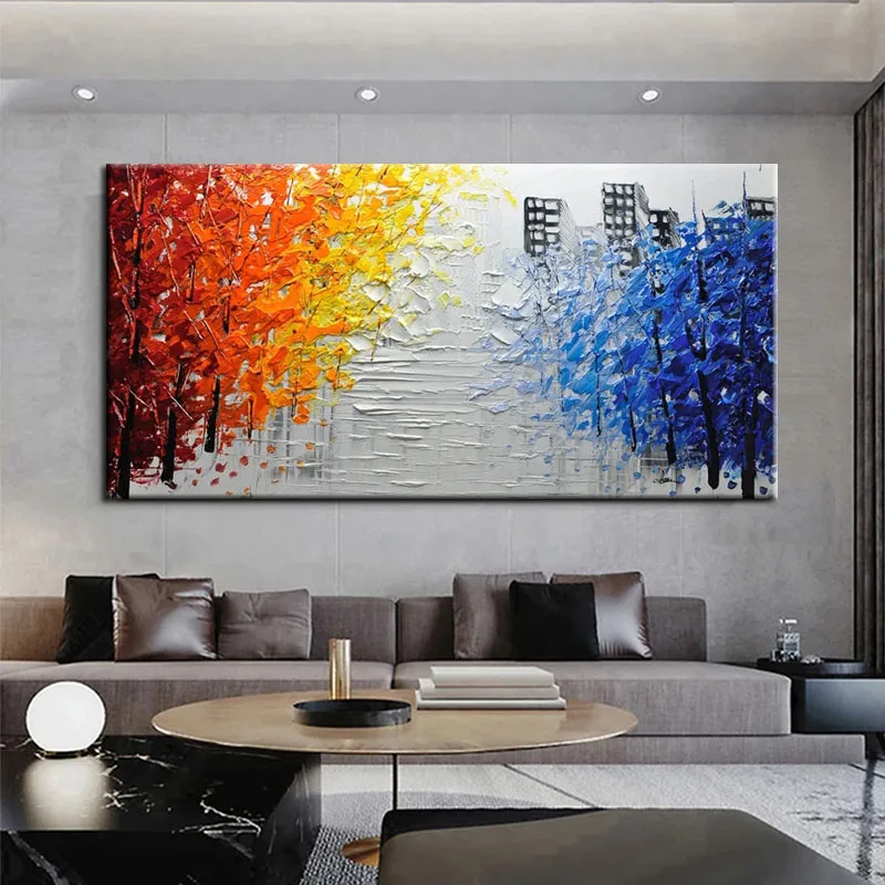 100% ручная роспись маслом красочный пейзаж абстракция на холсте Толстая палитра