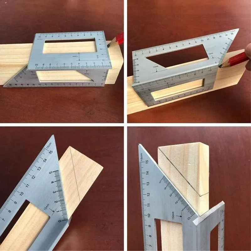 

1pcs Metal Gauge Angle Ruler 45/90 Degree T-shaped Multifunctional Square Rulers Lined Measuring Tool Woodworking Combinati E0O9
