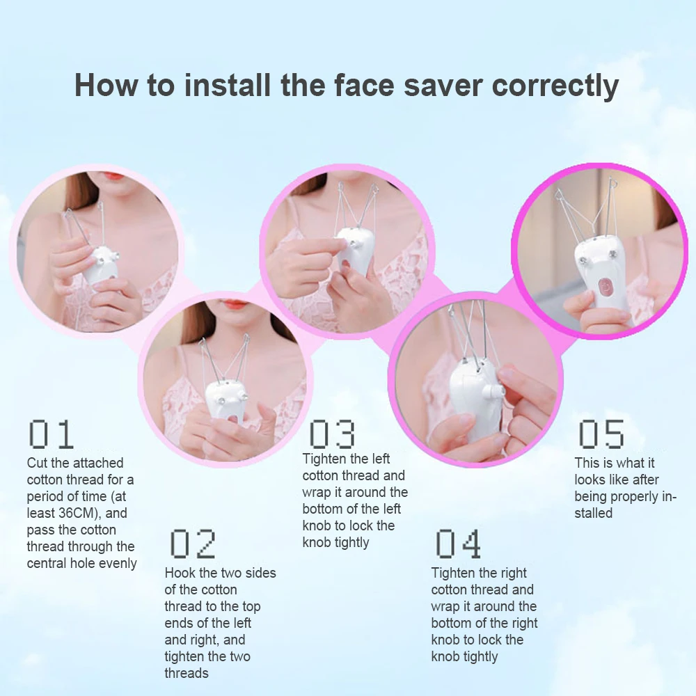 

USB Rechargeable Face Hair Removal Machine Body Epilator Defeatherer Cotton Thread Depilator Facial Hair Remover Makeup Tools