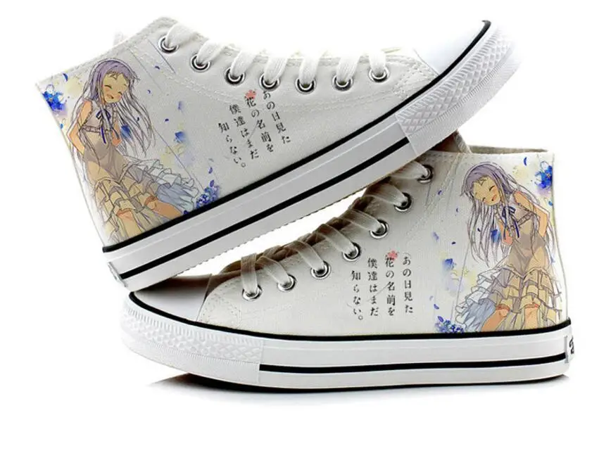 

Unisex ANOHANA FES Canvas shoe Hand-painted shoes plimsolls Yadomi Jinta Honma Meiko Anjyou Naruko Lovers Canvas Shoes