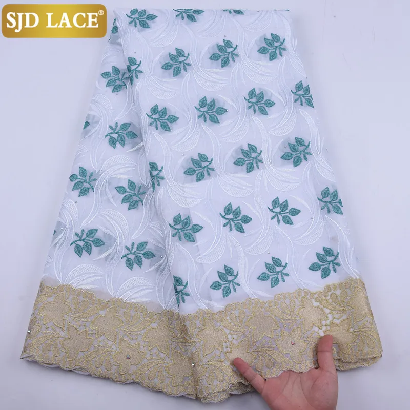 Кружево SJD горячая Распродажа тонкая африканская сухая кружевная ткань с камнями