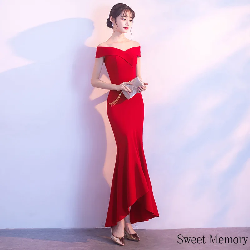 

2021 Black Dress Sweet Memory Formal Gowns Elegant Woman Vestidos Sleeveless Black Red Slim Mermaid Party Robes Evening Dress