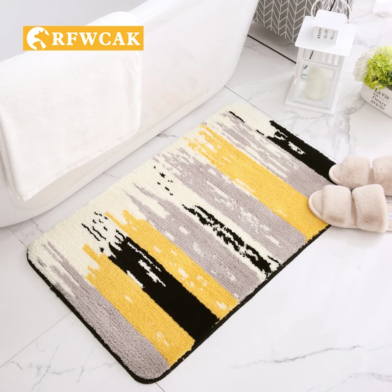 

Nordic Minimalist Home Kitchen Absorbent Bathroom No Sand Mat Non-slip Foot Mat Thickening Flocking Bedroom Living Room Tatami