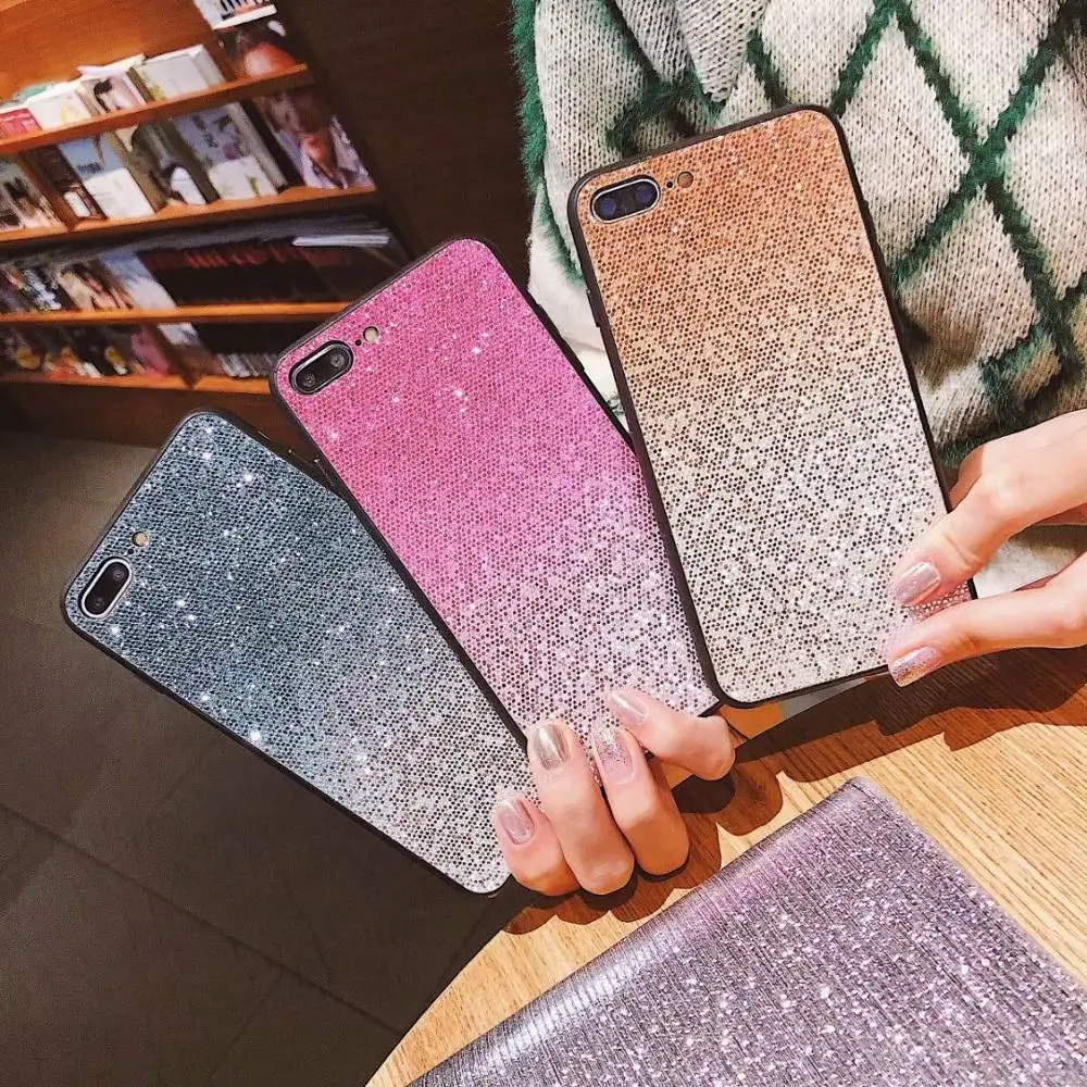 Модный сверкающий яркий мягкий ТПУ чехол для iPhone 6 S 7 8 Plus X XS MAX XR градиентный