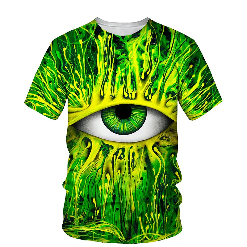 

3D Human Eye Print T-shirt Men 2021 Summer New O Neck Short Sleeve Tees Tops Fashion Style Male Clothes Casual Funny T-shirts