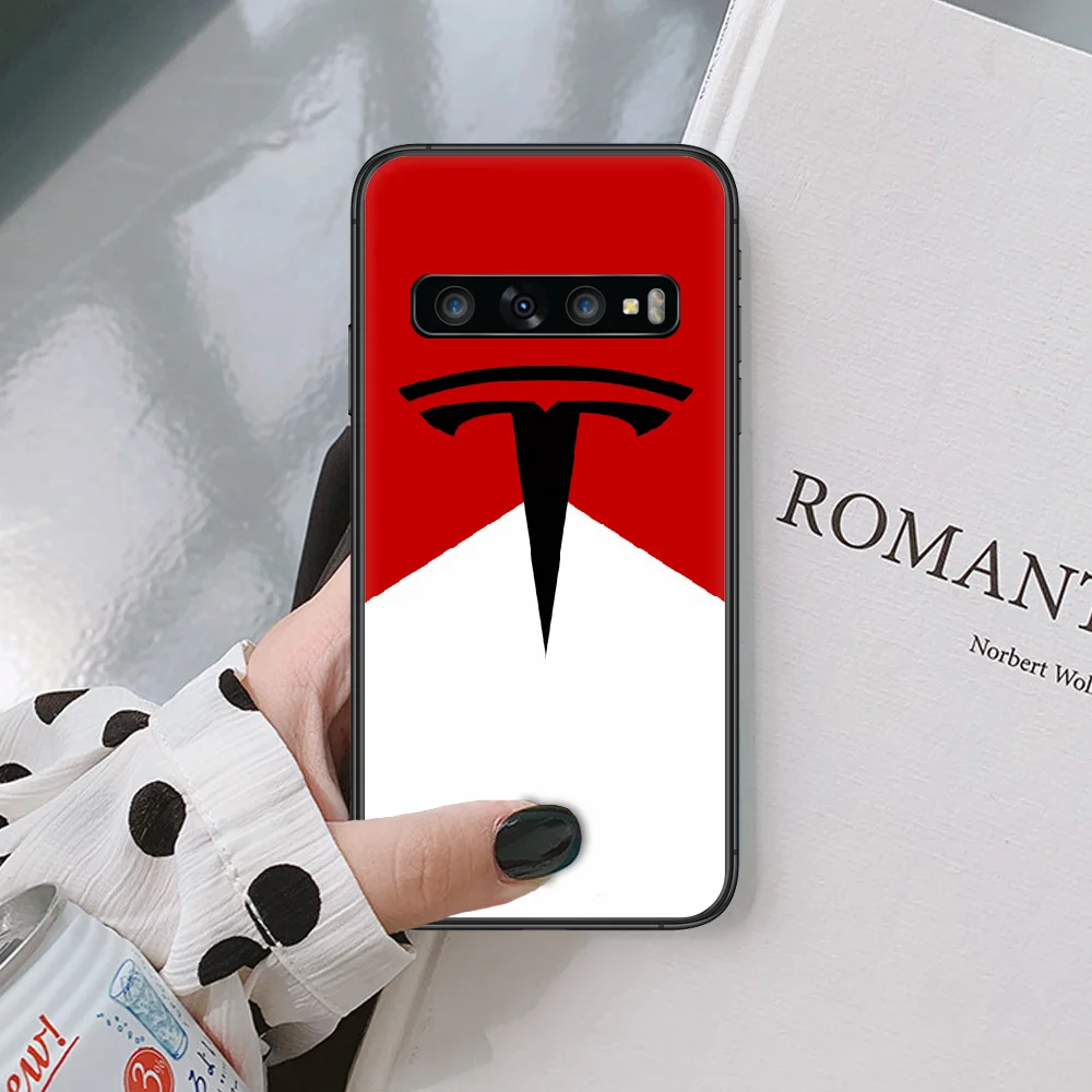 

Tesla sport cool car logo Phone case For Samsung Galaxy Note S 8 9 10 20 Plus E Lite Ultra black black funda silicone bumper