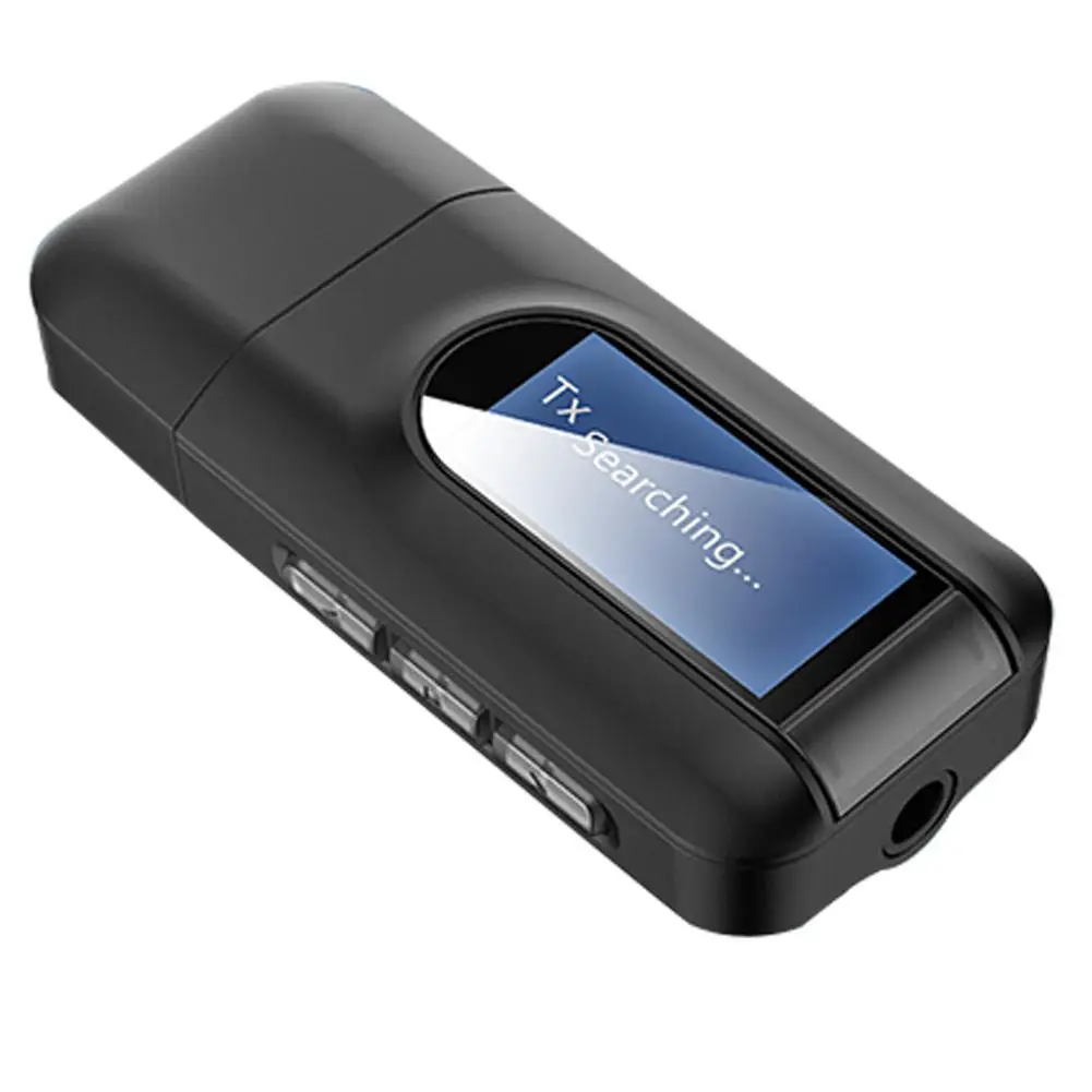 

Bluetooth 5,0 аудиоприемник передатчик ЖК-дисплей 3,5 мм AUX разъем стерео USB Dongle Беспроводной адаптер для автомобиля ПК ТВ наушники