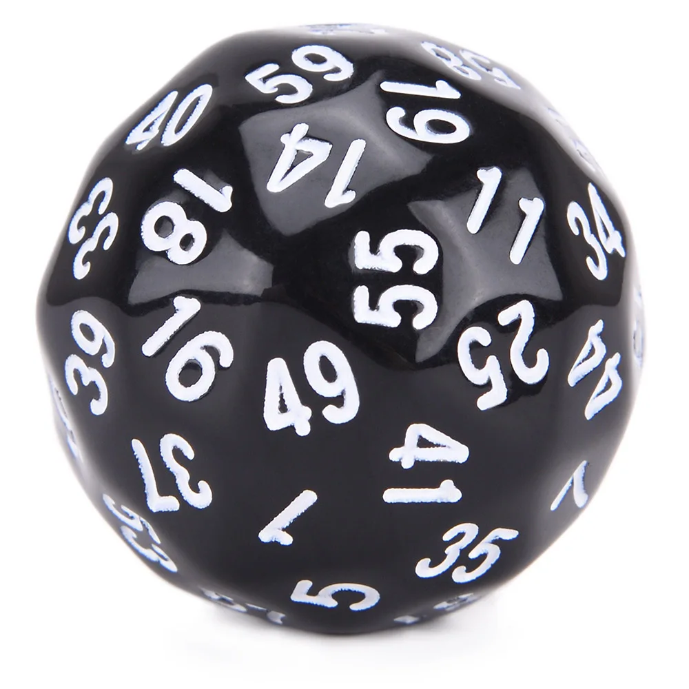 Black w White Ink Непрозрачные D60 двухсторонние многогранные кости для подземелья и драконов TTRPGs MTG и для изучения математики - Цвет: Black w White Ink