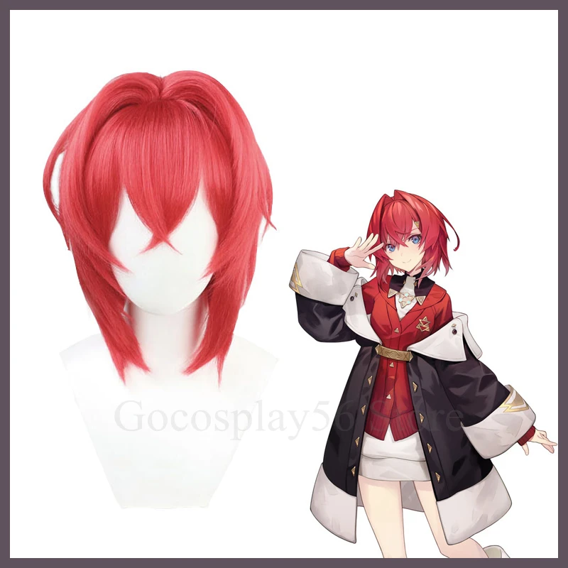 

VTuber Ange Katrina Wig Hololive Youtuber Cosplay Red Short Straight Girls Heat Resistant Hair Diluc