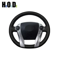 car steering wheel cover for toyota prius 30xw30 2009 2015 prius cus2012 2017 hand sewing black artificial leather