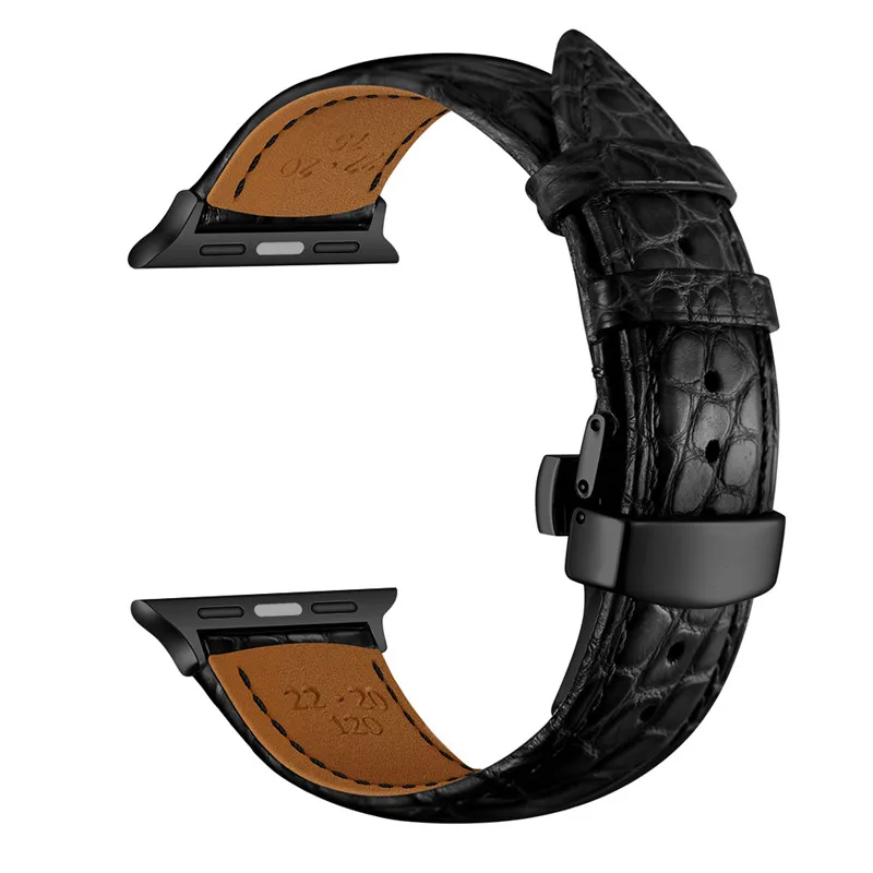 black-black Крокодиловая кожа Ремешки для наручных часов Apple Watch, ремешок 42 мм, 38 мм, версия 4 44 мм для девочек; мини-юбка для браслет для iwatch для наручных часов Apple Watch Series 5 4 3 2 1 ремешок - Цвет ремешка: black-black