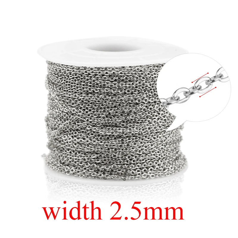 Steel 2.5mm Aiovlo 2 м/лот цепочка из нержавеющей стали оптом для серебряного розового золота 1 мм 1,5 мм 2 мм 2,5 мм Материалы для самостоятельного изготовления украшений - Цвет: Steel 2.5mm
