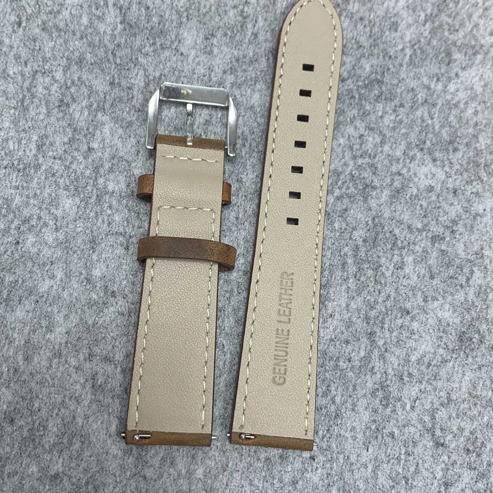 

Universal Brown Leather Strap WIth End Pin 20*18mm Band Men Women Casual Sports Watch Wristband