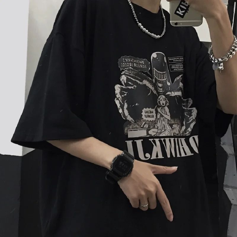 

Graphic T-shirt Anime Punk Gothic Women Tops Summer Harajuku Vintage Japanese Streetwear Korean Style Fashion Clothing y2k Tee