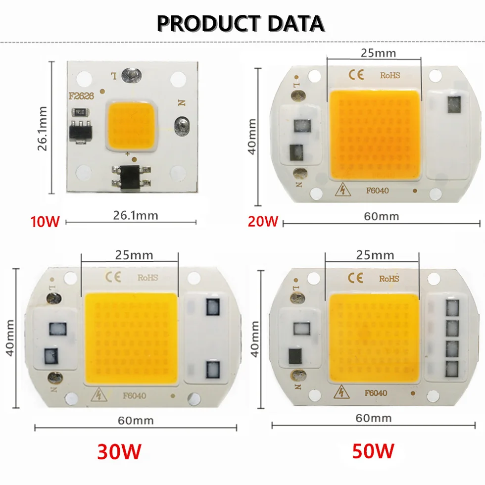 220V LED COB Chip 20W 30W 50W Smart IC No Need Driver 3W 5W 7W 10W Bulb Lamp for Flood Lighting Spotlight source | Лампы и освещение