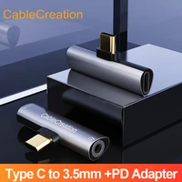 cablecreation usb type c to 3 5mm jack earphone 2 in 1 audio cable adapter with pd qc charging audio cord for huawei samsung