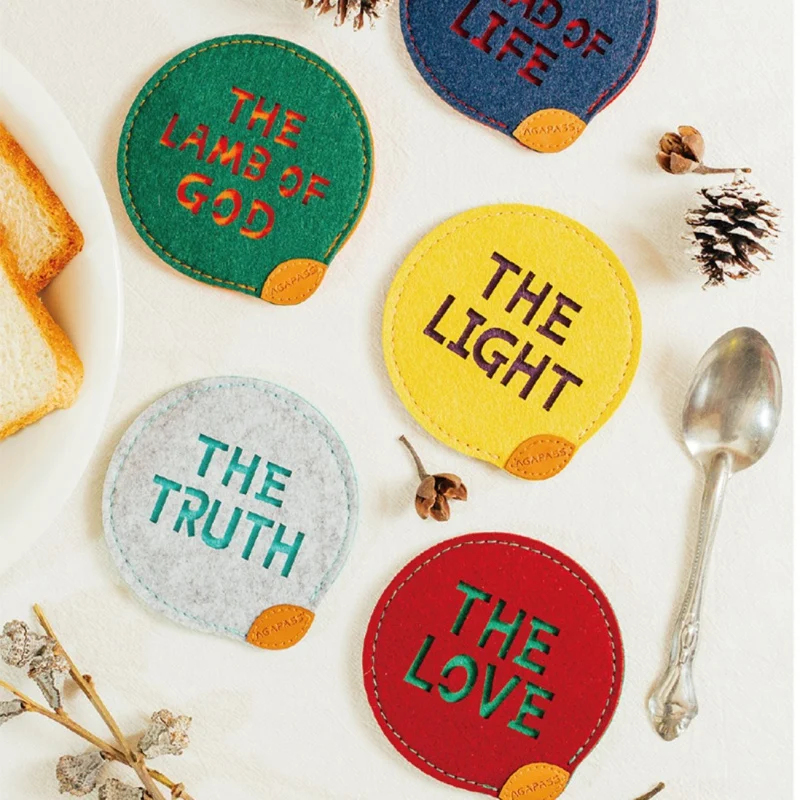 Креативные печатные войлочные салфетки впитывающие противоскользящие круглые