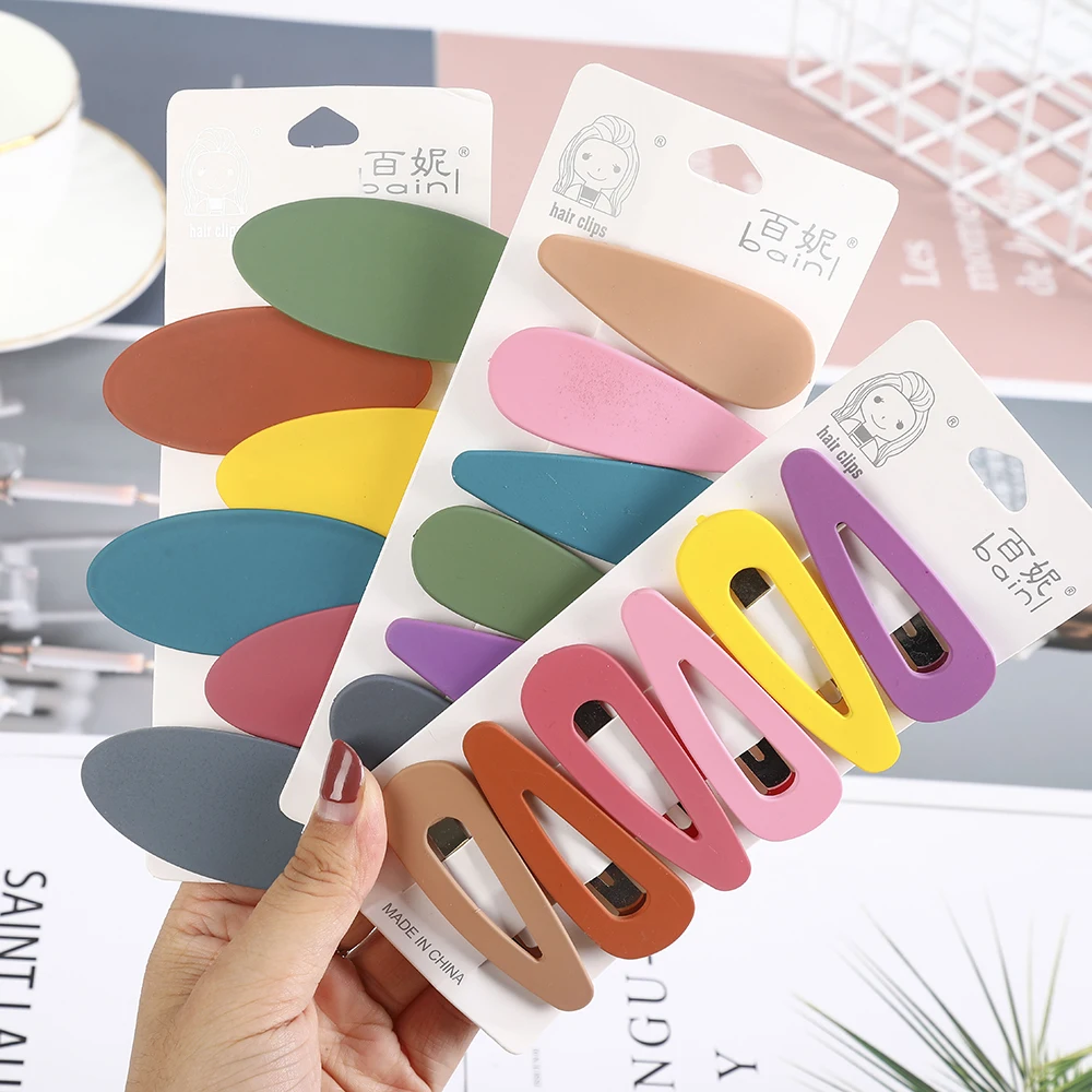 AWAYTR 6 шт./компл. геометрические аксессуары для волос девочек яркие цвета матовая
