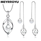Женский Ювелирный Комплект MEYRROYU, серебро 925 пробы, ожерелье, серьги, жемчуг, кулон, свадебный подарок
