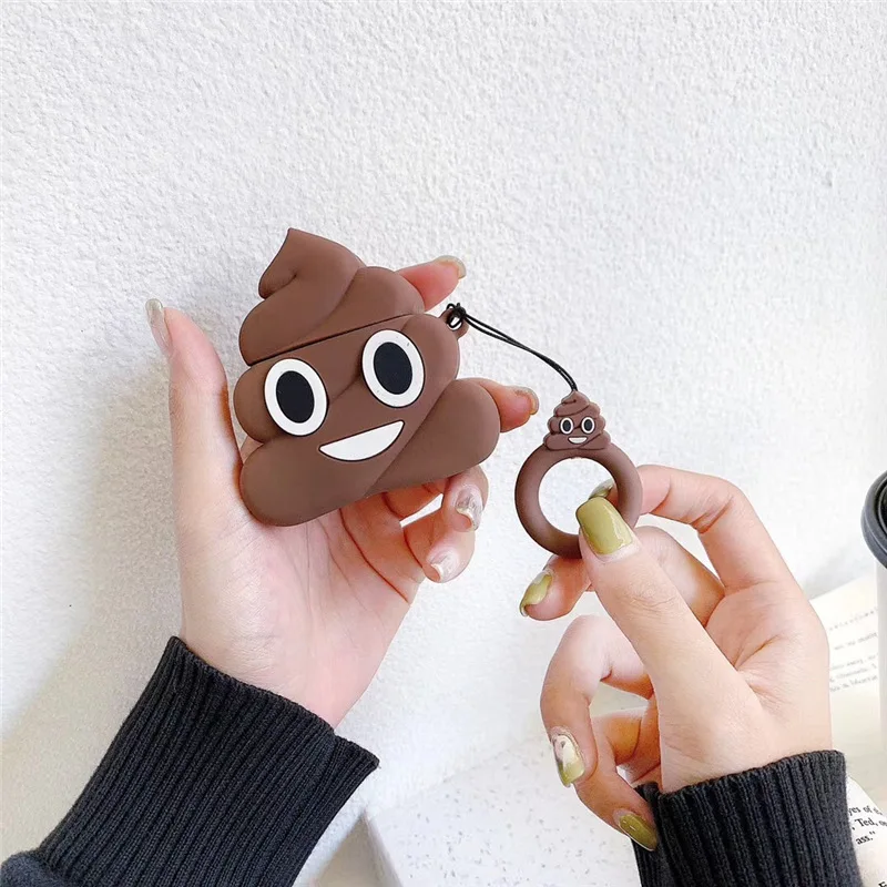 3D Case for AirPods Cartoon Earphone Airpods 2 Cute Accessories Protect Cover with Ring Strap Stool Design | Электроника