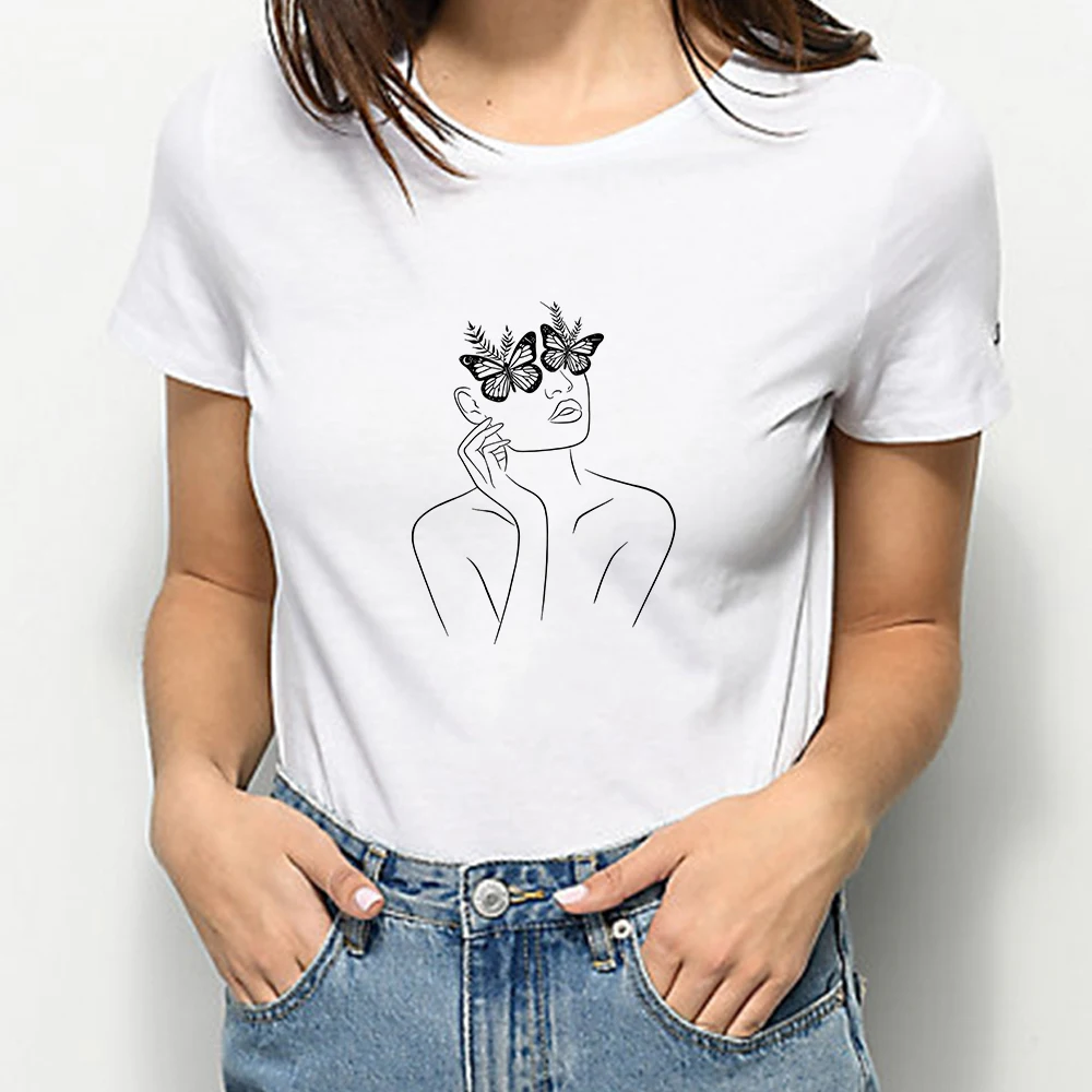 

Harajuku New Women Tshirt Watercolor Butterfly Girl Printed T Shirt Vogue Style Clothes Female Loose Hip Hop Oversize T Shirt