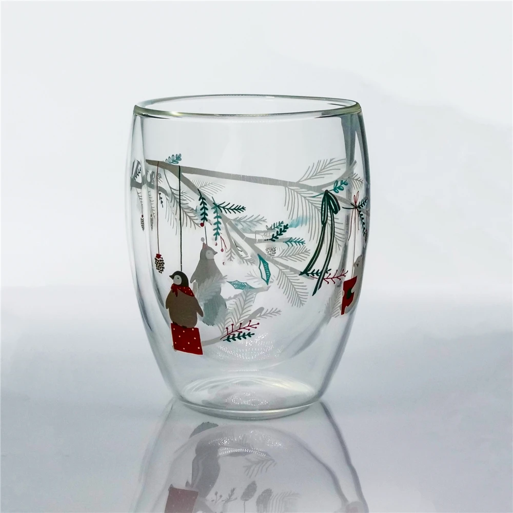 Европейская ручная роспись стеклянная чашка двойное стекло термоизоляция для