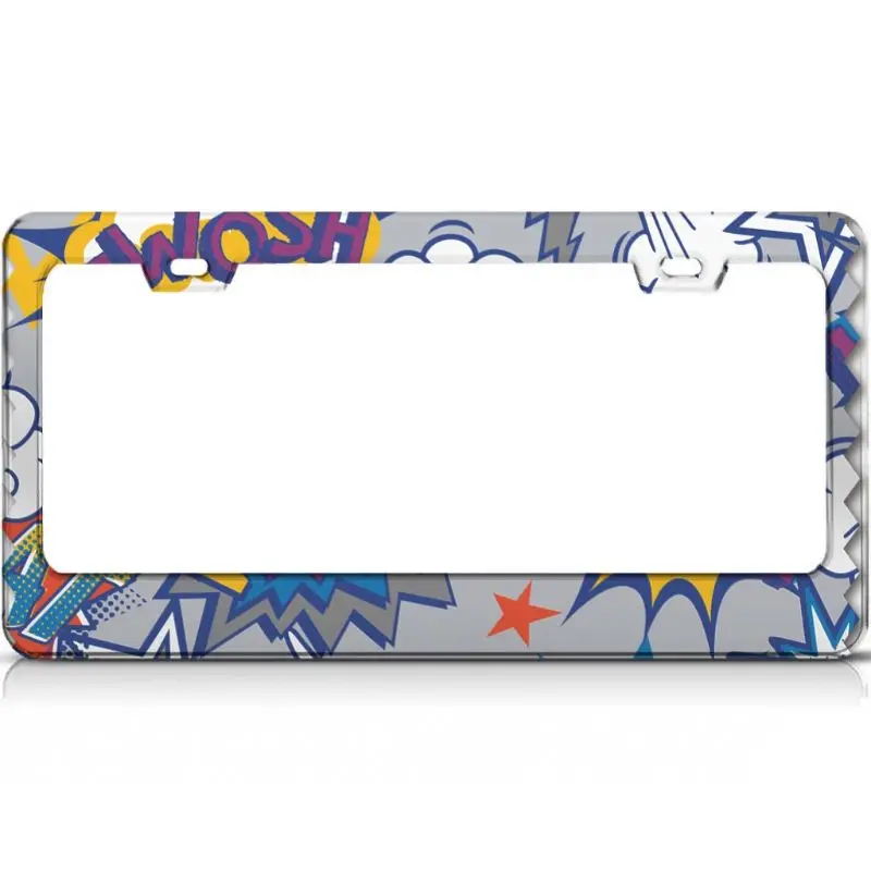 

Peceeta Graffiti License Plate Frame 2 Holes 1 Frame Matte Aluminum Weather-Proof Theft-Proof Frames white 16x31cm