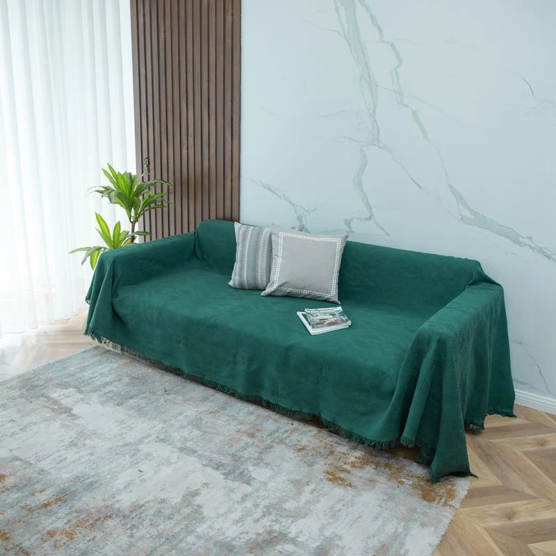 Диванное одеяло в скандинавском стиле темно-зеленый пылезащитный чехол гобелен