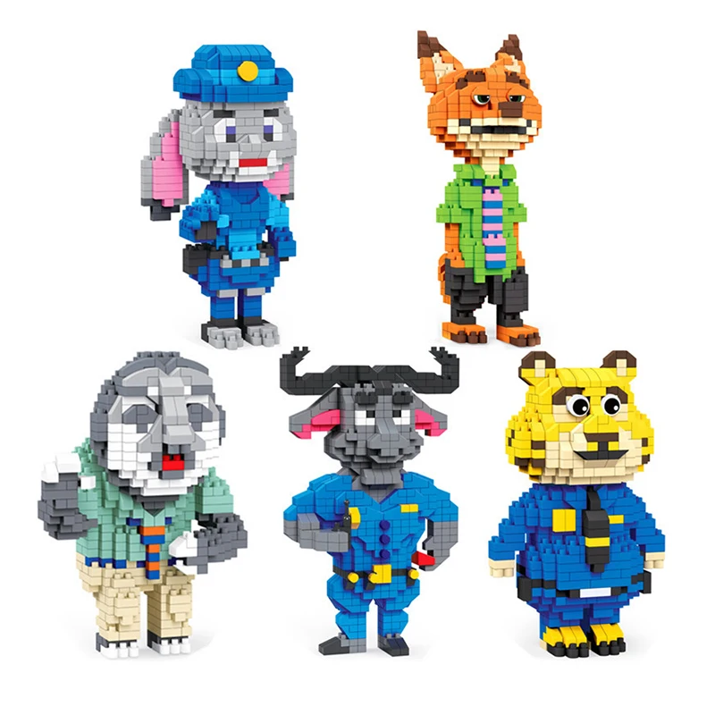 

Cartoon Characters Fox Rabbit Tiger Model Bricks DIY Animal Model Doll Assembled Diamond Building Blocks Children's Toys No Box