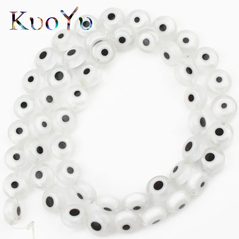 С клипсами Дурной глаз белый бисерами из окрашенным стекла с двойным остеклением