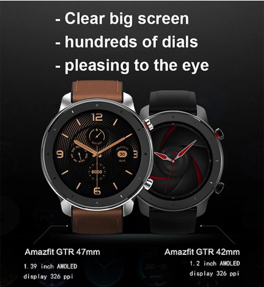 смарт часы Amazfit GTR 47 мм Xiaomi Huami 5ATM водонепроницаемые спортивные Смарт 24 батарея