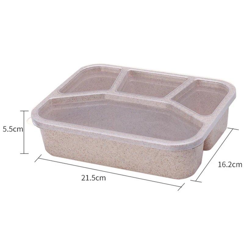 

Healthy Material 4-Grid Lunch Box Wheat Straw Microwave Bento Boxes Travel Dinnerware Food Storage Container Bento Lunch Box