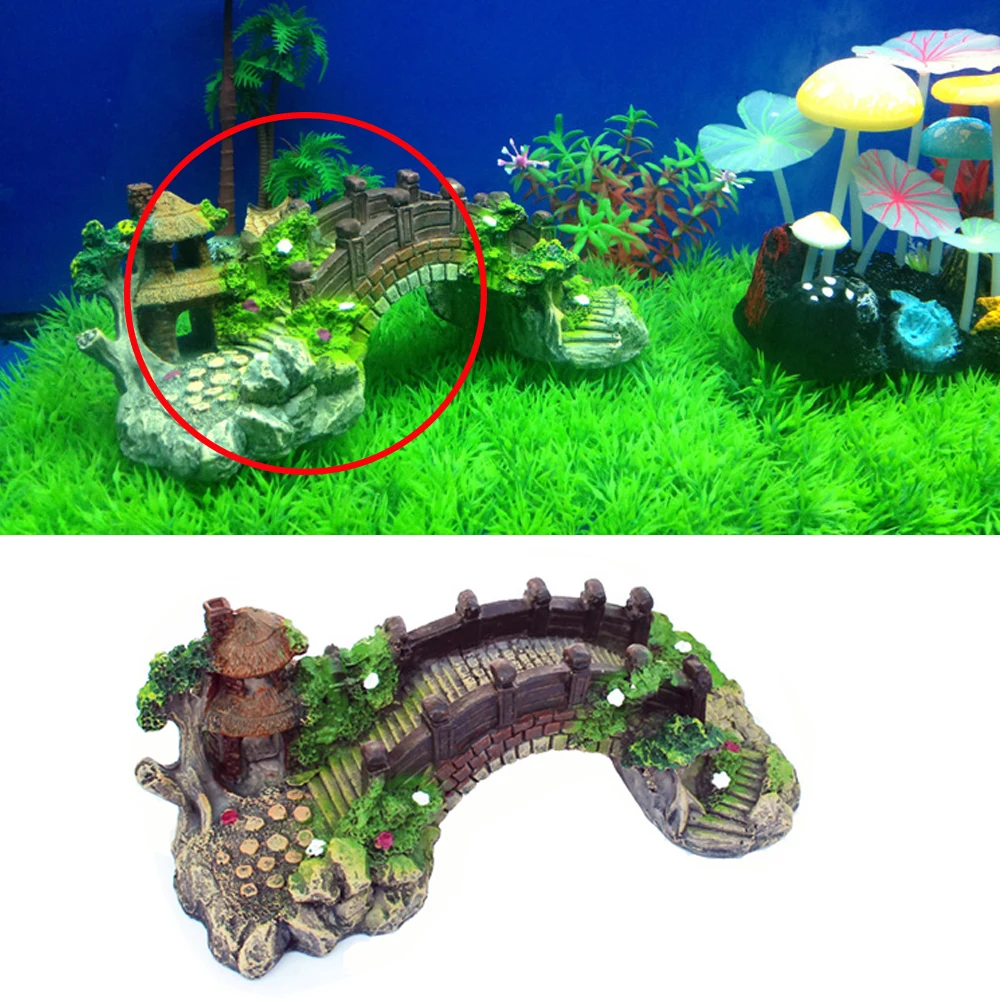 Смола рокерский мост украшения для аквариума башня аквариумные аксессуары