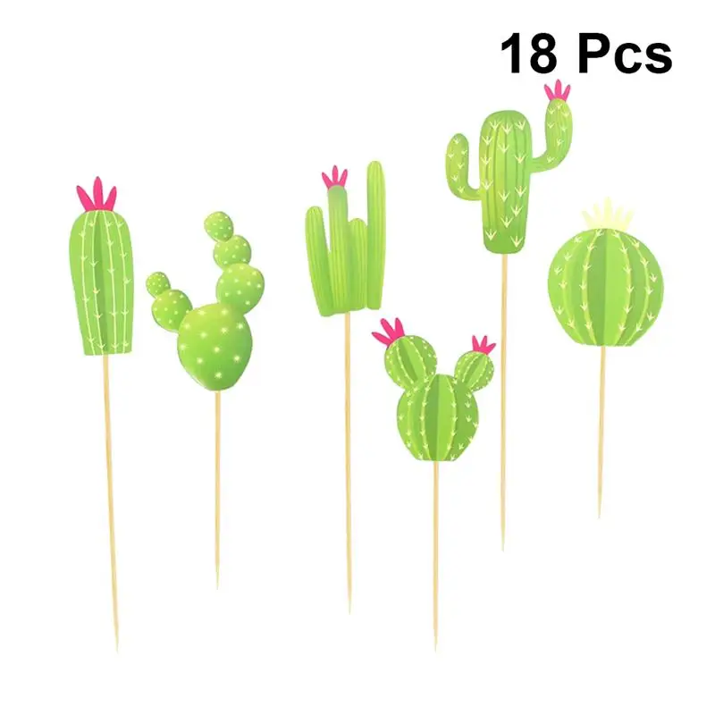 18 шт. кактус Топпер для торта очаровательные украшения топперы кексов бумажные