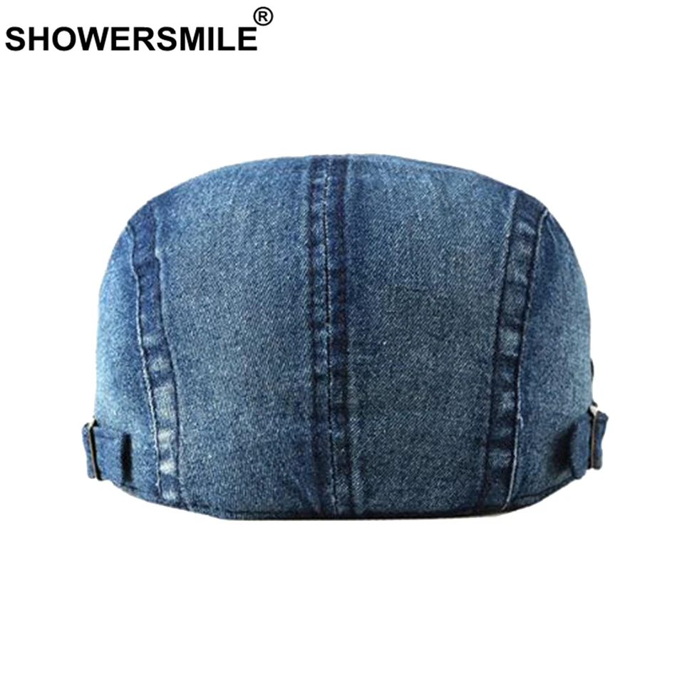 SHOWERSMILE джинсовая плоская кепка Мужская винтажная полосатая шапка Утконос синяя