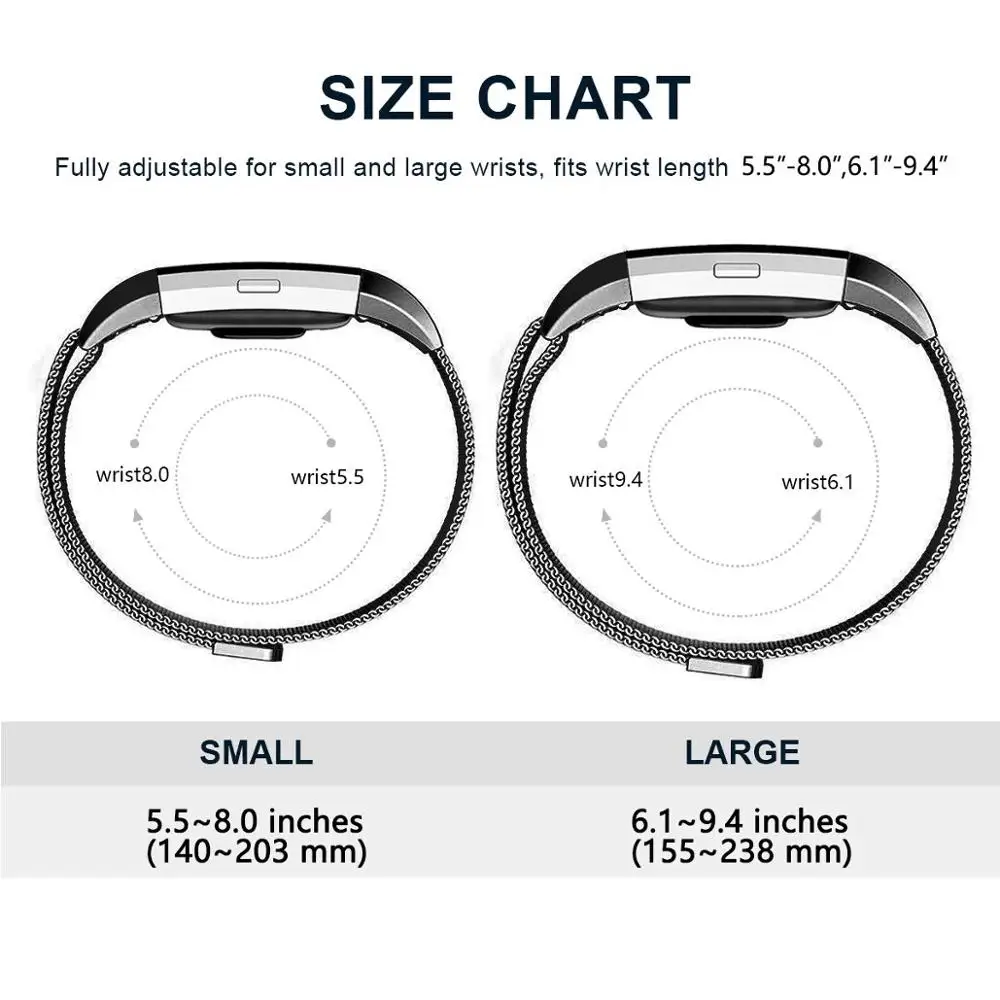 Совместим с 2 ремешками Fitbit Charge металлические сетчатые браслеты из нержавеющей