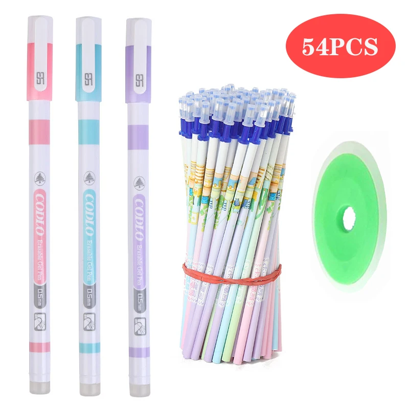 54 шт./компл. стираемая гелевая ручка 0 5 мм сменный ластик 4 цвета канцелярские