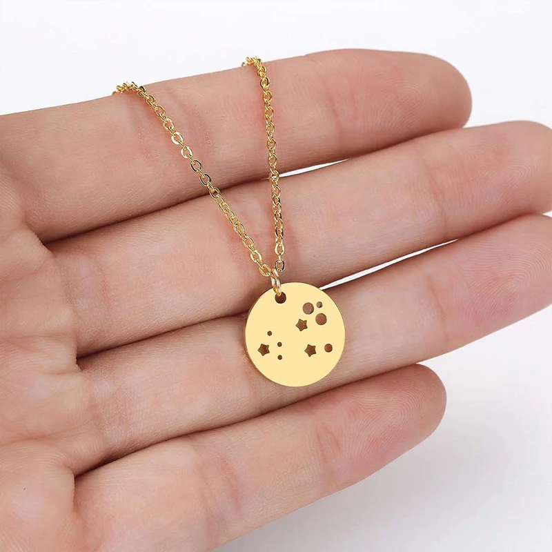 Цепочка на шею круглые звезды лунные ожерелья женские парные китайские кулоны в