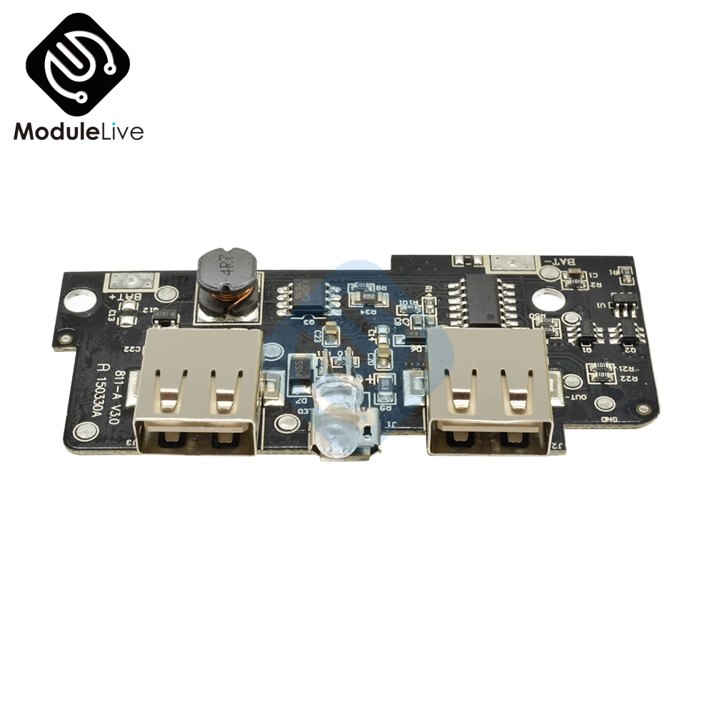 5V 1A 2A power Bank зарядное устройство Модуль повышающий источник питания печатная плата для зарядного устройства печатная плата двойной USB с выходом светодиодный светильник