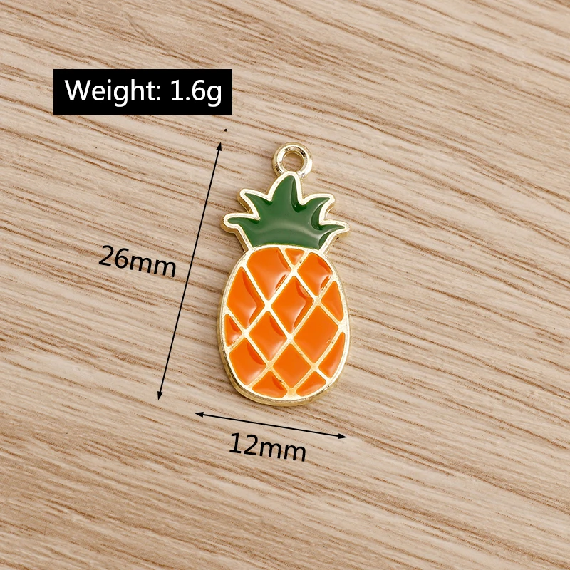 

10pcs 12*26mm Enamel Pineapple Charms Necklaces Earrings Making Mini Fruit Pendants Charms DIY for Jewelry Findings Crafting