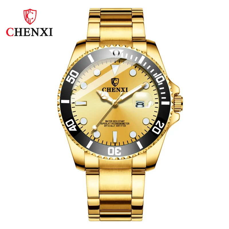

CHENXI Couples Business Watch Casual Premium Waterproof Luminous Luxury Fashion Green Water Ghost Men's Quartz Watch WA186