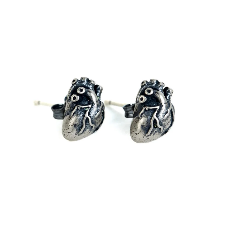 

New s925 silver retro unique earrings gothic style alternative heart shape men and women silver jewelry