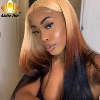 aliafee ombre blonde lace frontal wig peruvian remy straight hair 150 lace part human hair wigs with baby hair for black women
